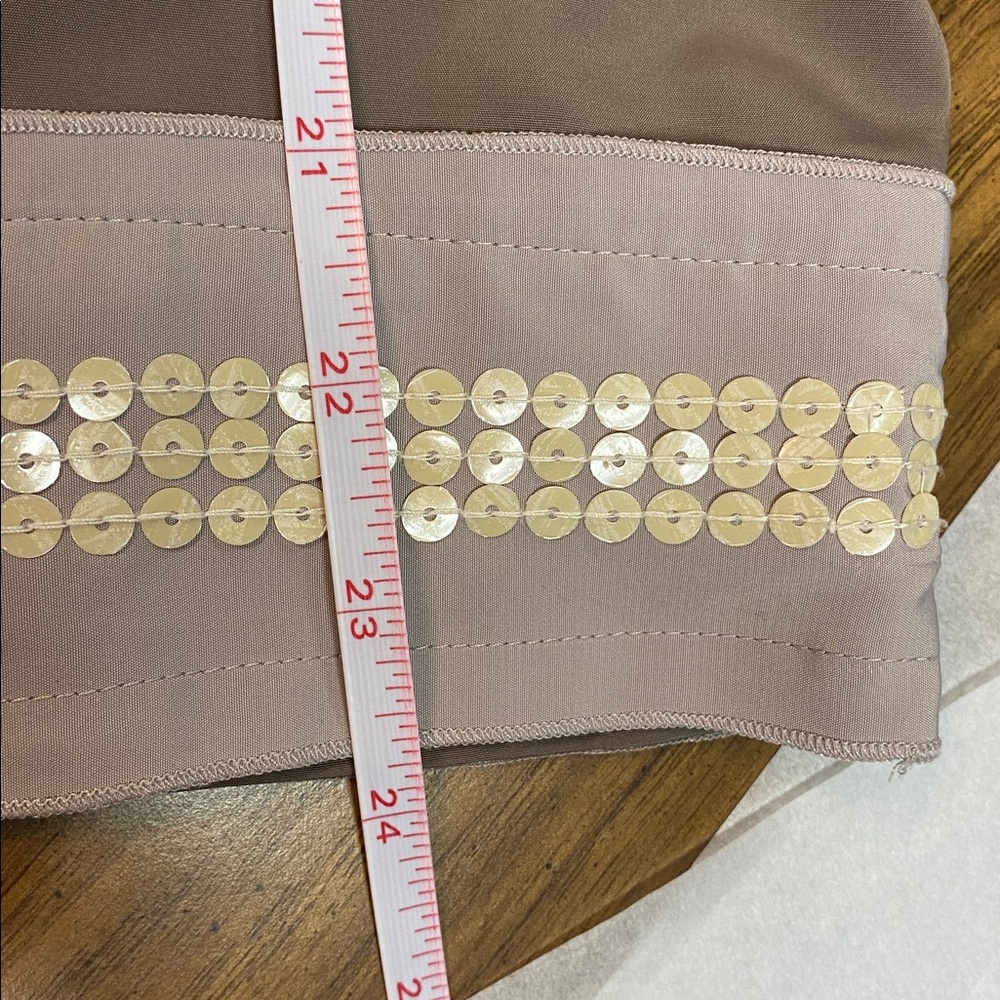 Ann Taylor Loft Satin Brown Sleeveless Top with Cream Sequins Size MP - Picture 8 of 9